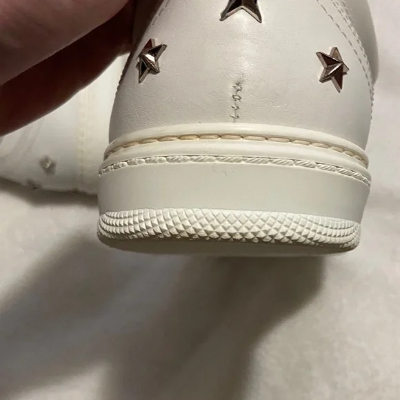 Jimmy Choo Off-White Leather Low-Top Sneakers with Silver Accents - Picture 8 of 11